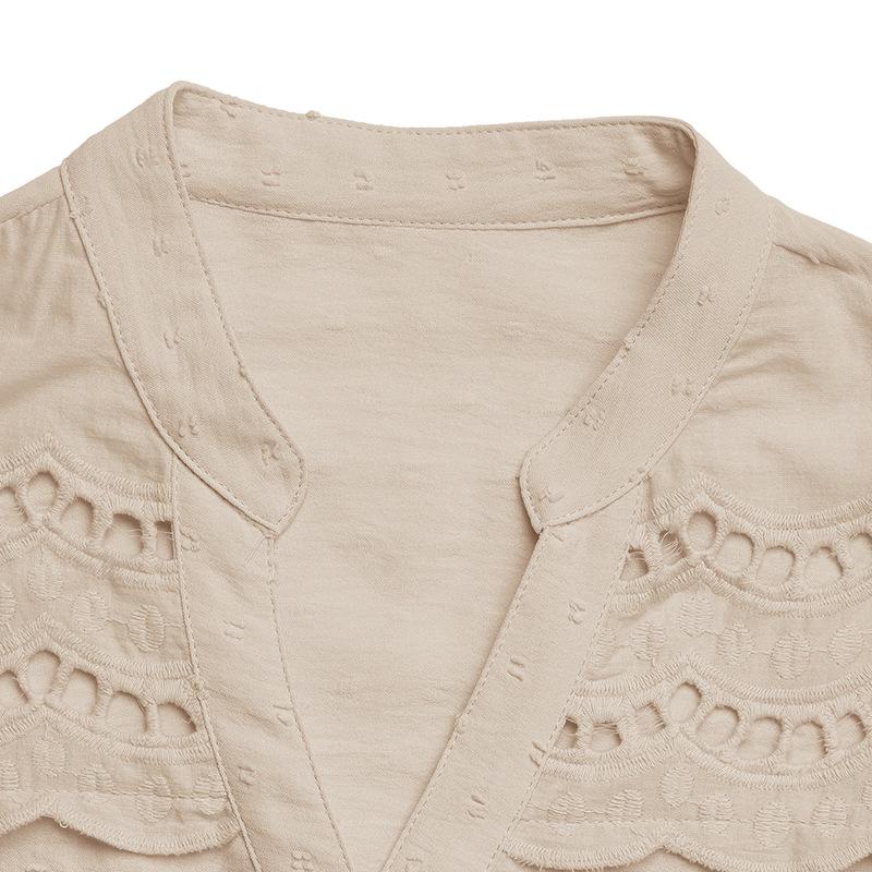 Lace Patchwork Ruffle Sleeve Stand-up Collar Cardigan - Summer 2025 Style for Women