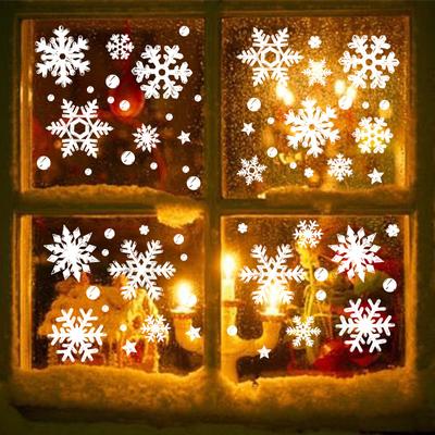 114Pcs/Set Christmas Snowflake Stickers Decoration Set, White Christmas Theme Stickers, Winter Snowflake Party Stickers