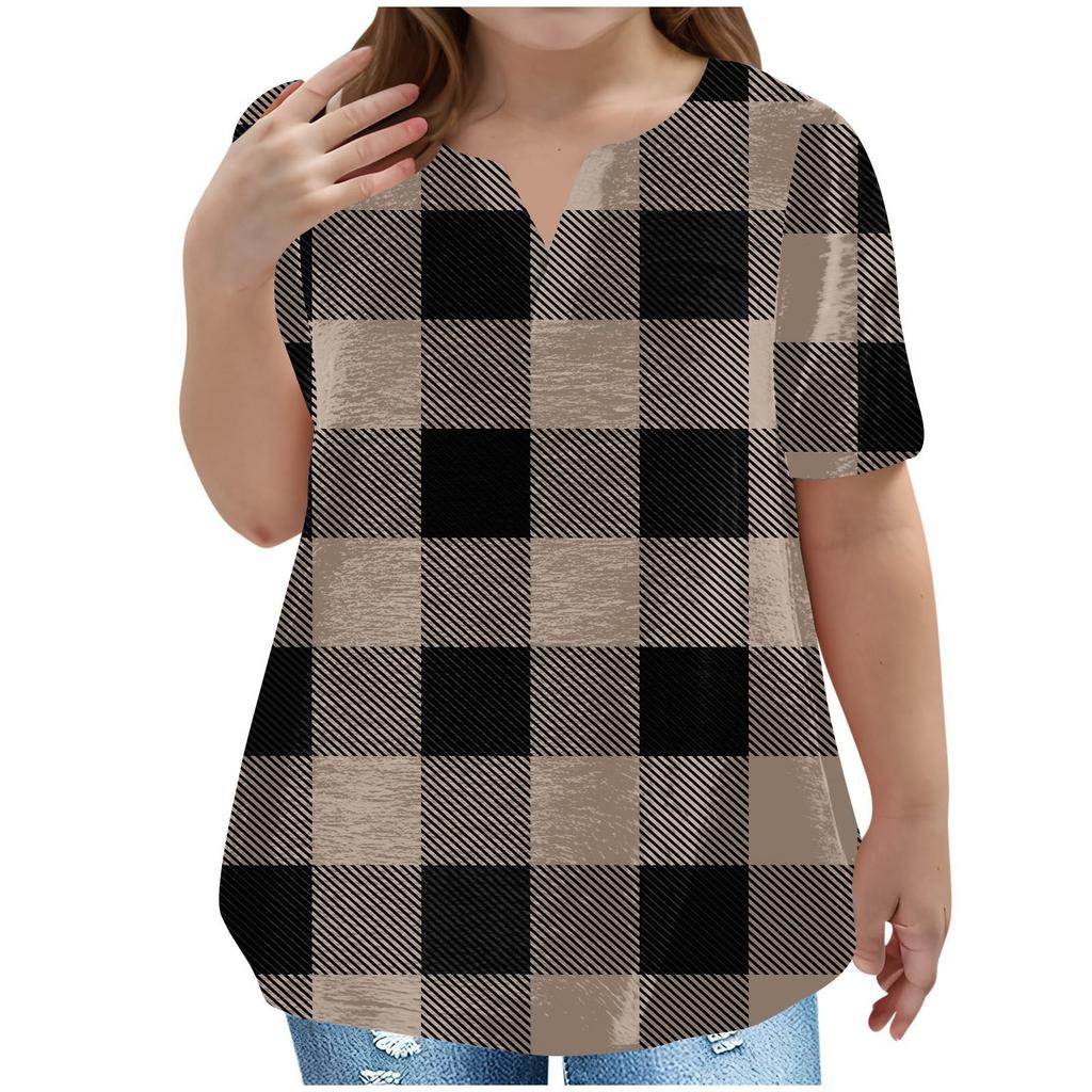 Children's Plus-size T-shirt Casual Fashion V-neck Short-sleeved Pocket Top
