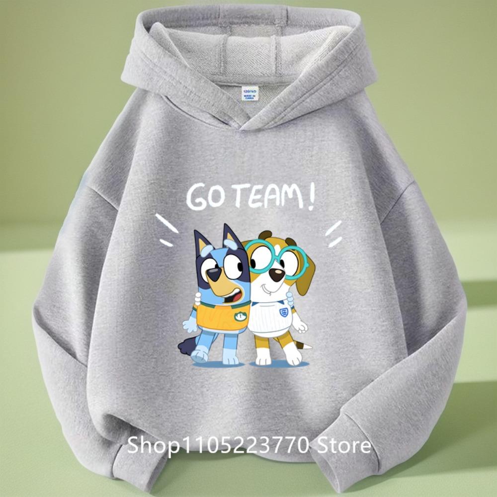 

2026 Дитяча синя толстовка Bluey З еластичними манжетами Зимова З мультяшним аніме-принтом Затишна кофта Хлопчики Дівчата 160