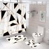 Bathroom Shower Curtain Four-piece Digital Printing Marble Waterproof Shower Curtain Toilet Partition Curtain Bath Mat