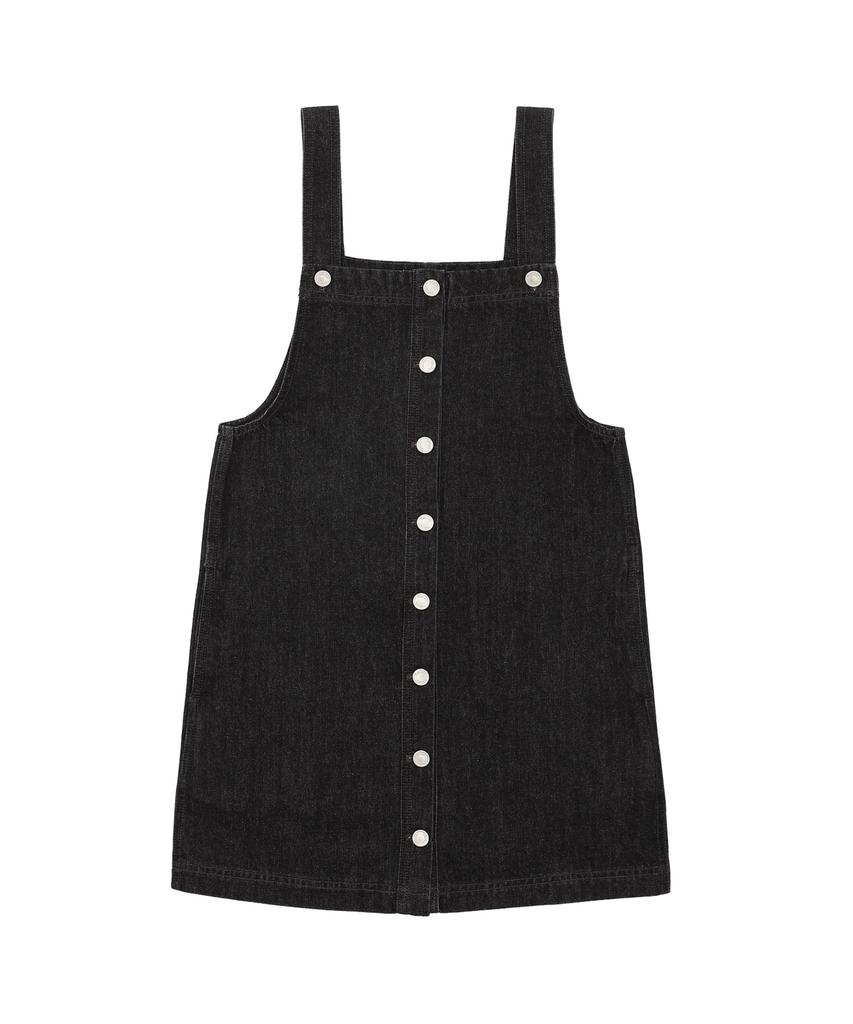 DELICCENT Denim Overalls Dress [Black]