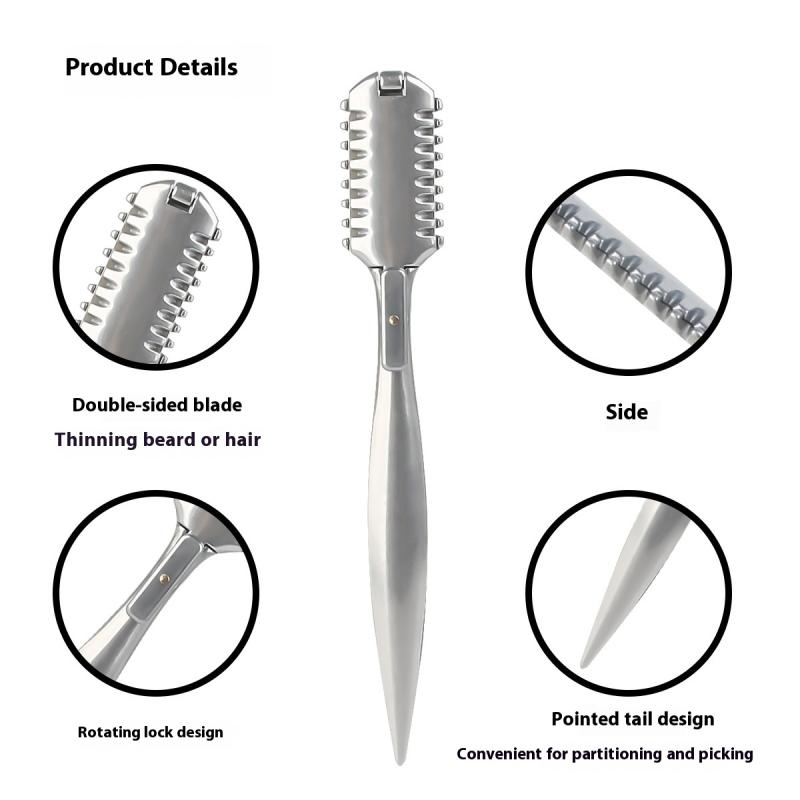 Doppelseitiger Ausdünnungsmesser Zinklegierung Friseur Manueller Rasierhobel Für Salon Professionelles Haarschneidemesserhalter Salonwerkzeug