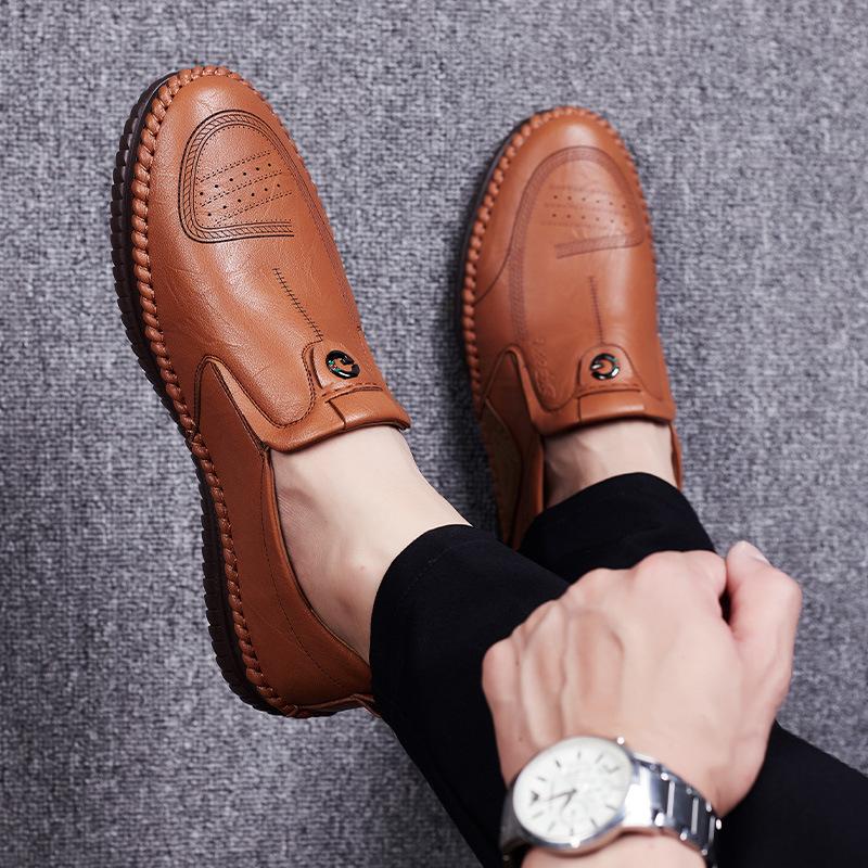 Doudou shoes men's breathable trend men's casual single shoes soft-soled lazy loafers middle-aged and elderly dad shoes