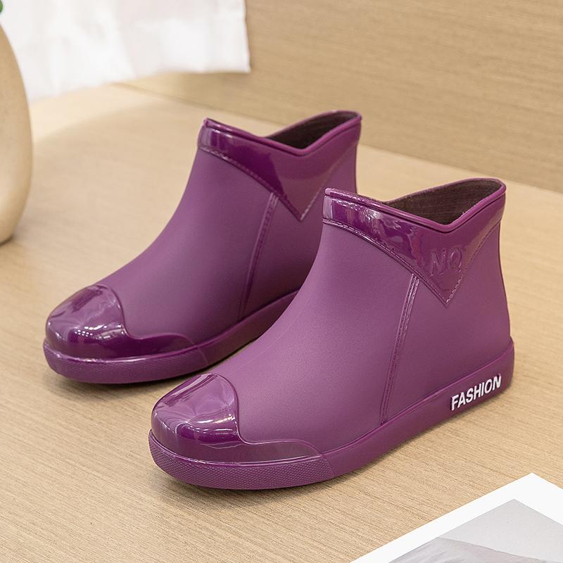 

Модная дождевая обувь женская водонепроницаемая и нескользящая обувь для воды от интернет-знаменитостей короткие резиновые сапоги на толстой подошве в японском стиле износостойкие 36