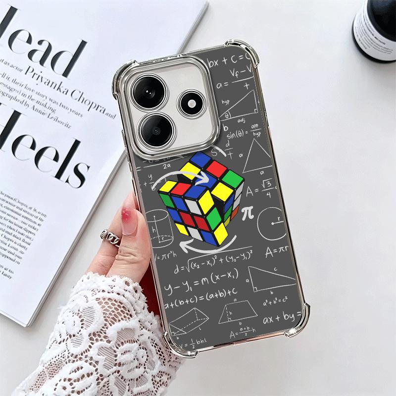 Rubik Cube Formula Spoofs Math Soft Phone Case For Xiaomi Redmi Note 14 15 Pro Plus 13 12 11S 11T 5G 10 9S 9 Plating Anti-Fall F