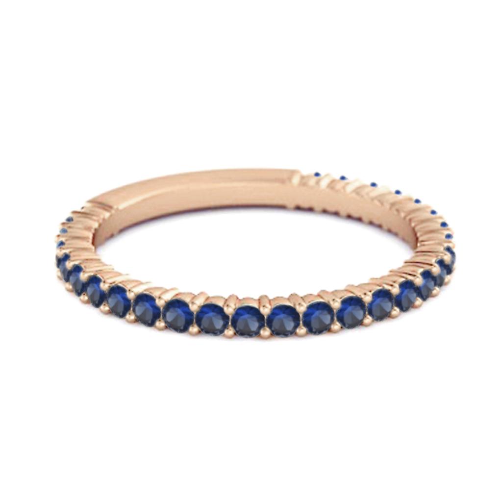 Blue Sapphire Eternity Band Ring - 925 Sterling Silver Rose Gold Vermeil