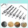 High Carbon Steel 7 Pcs Wood Chamfer Countersink Drill Bit Set For Accurate Woodworking