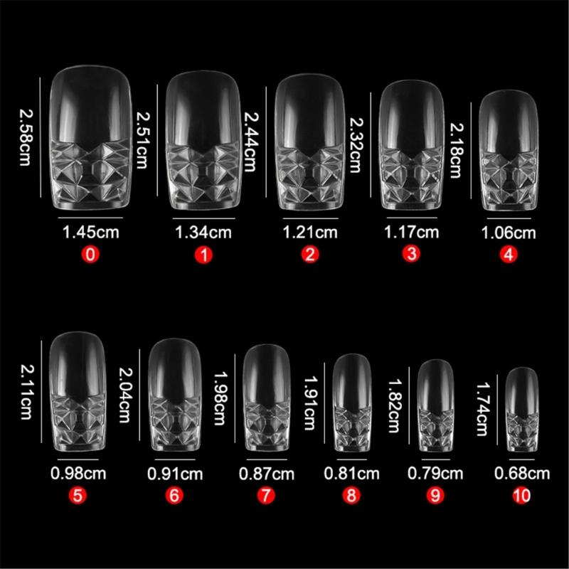 Crystal Square Nails Half Cover Soft False Nails Nail Tips for Nail Extensions 3D Aartificial Nail Tips Easy to Use