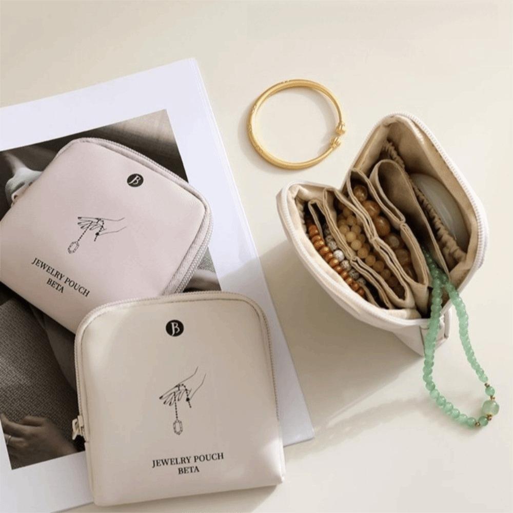 Solid Color Jewelry Bag Multi Layer Zipper Storage Bag Minimalist Jewellery Case