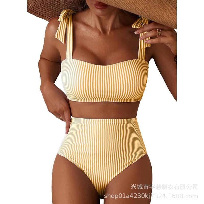 

2-piece Polka Dot Print Slit High Waist Sexy Swimsuit Split Bikini Suit Beach S