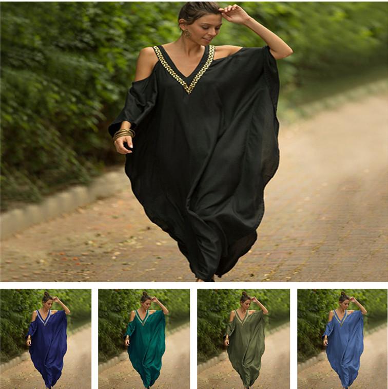 Women's Loose And Sexy Off Shoulder Beach Cover Dress