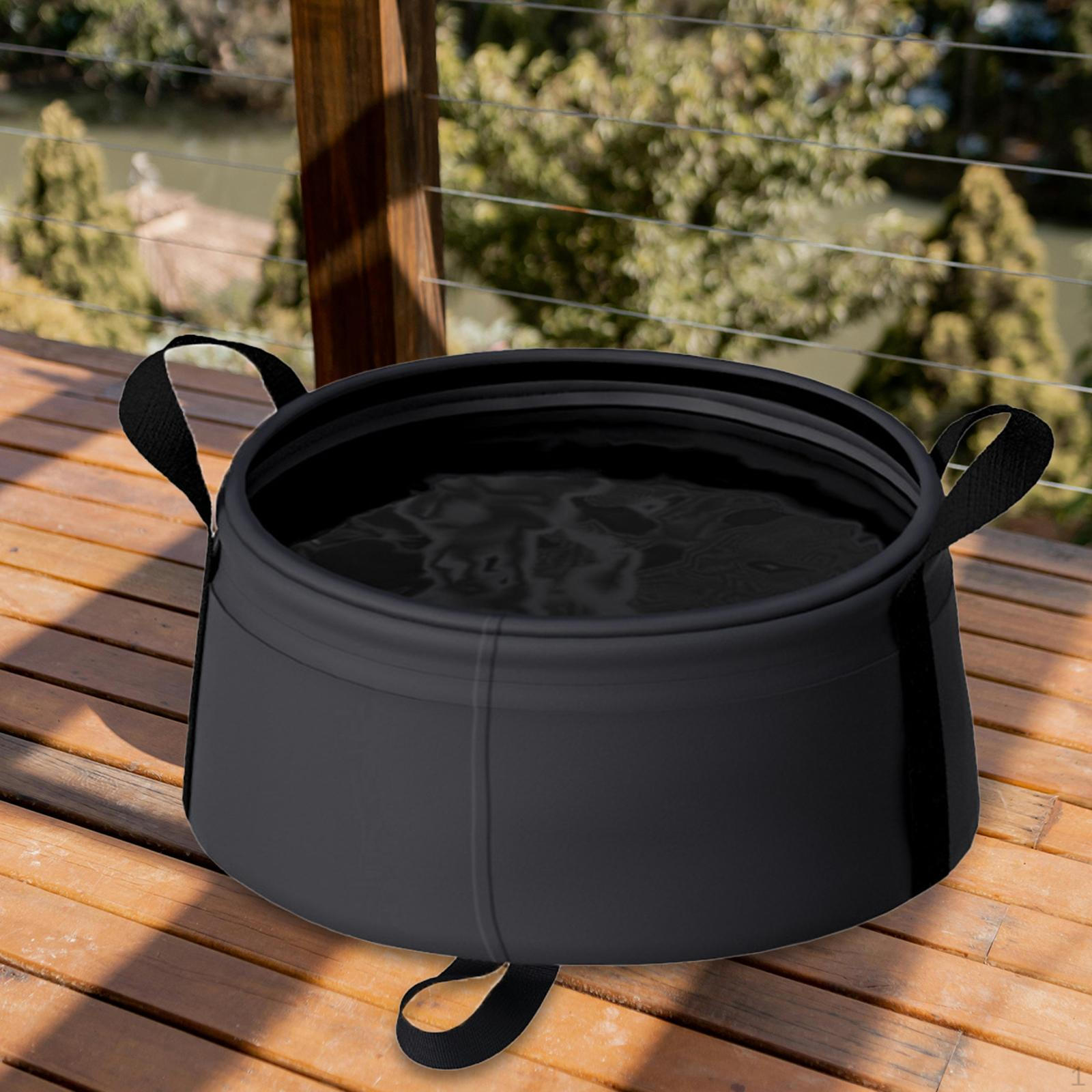 

Складное ведро для воды Многоразовый многофункциональный дорожный контейнер для умывания для дома, походов чёрный