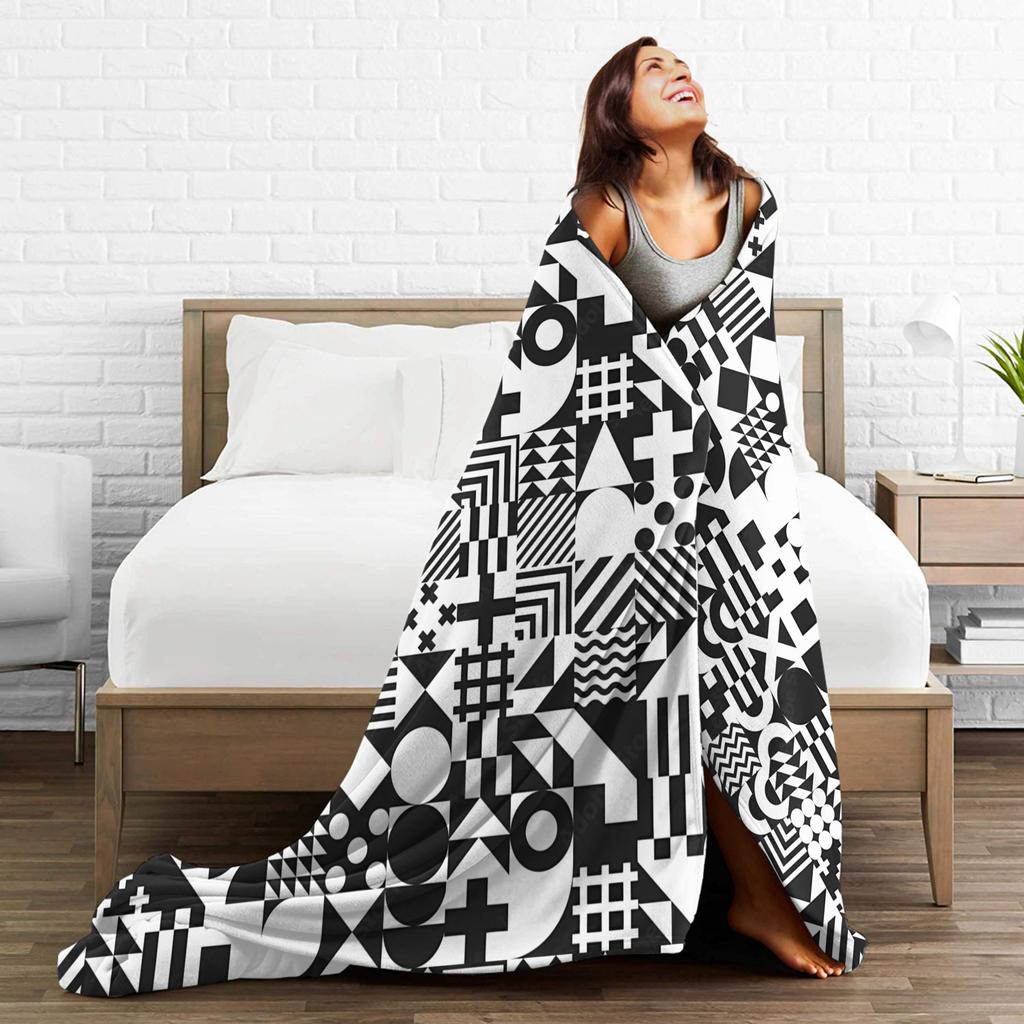 Warm Soft Blanket Picnic Bauhaus Elements Abstract Geometric Throw Blanket  Flannel Bedspread For Couch Chair Sofa Bed Sofa Bed