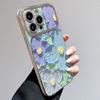 Large Windows Suitable for Apple 12PRO Electroplated Flower Mobile Phone Case IPhone 15XSMAX Protective Case Anti Fall Oil Painting