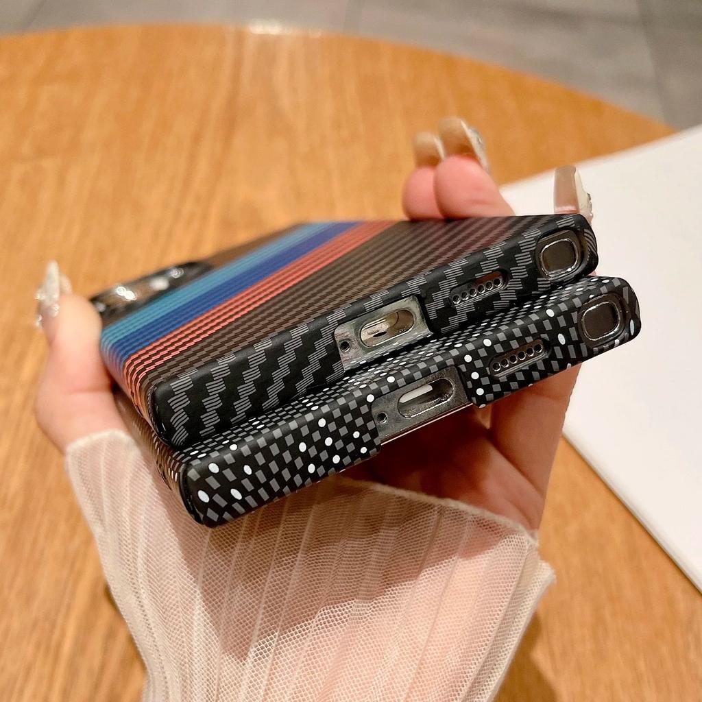 Carbon Fiber Texture Magnetic For Magsafe Case For Samsung S25 S24 S23 S22 Ultra Note 20 10 Plus Matte Ultra-Thin Hard PC Cover