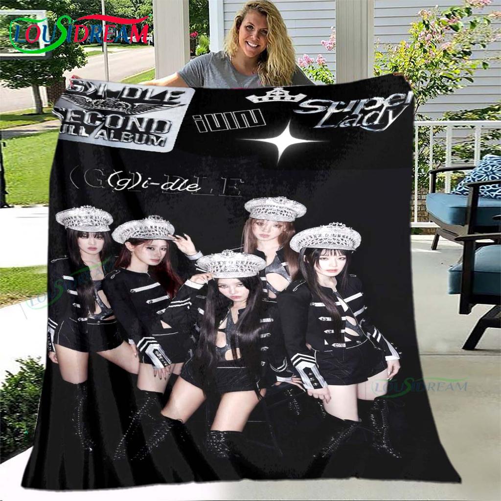 Korean Kpop Girl Group-Yuqi-Soyeon Print Four Seasons Blanket Sofa Cover Travel Bed Plush Blanket Office Break Blanket Gift