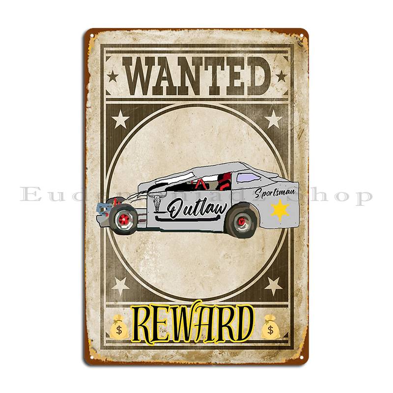 Sportsman Modified Race Car Wanted Poster Design Metal Sign Designs Decoration Kitchen Club Printing Tin Sign Poster 20X30CM