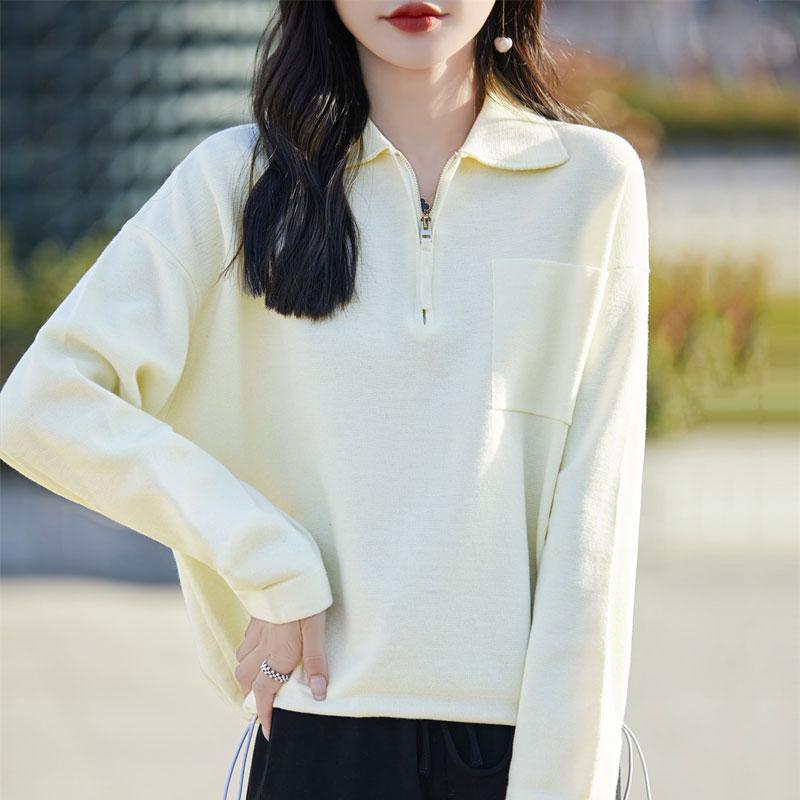 Dámský kašmírový svetr Qinghe kašmír 50% vlna 50% hedvábí Dámský podzimní a zimní kašmírový svetr měkký a teplý