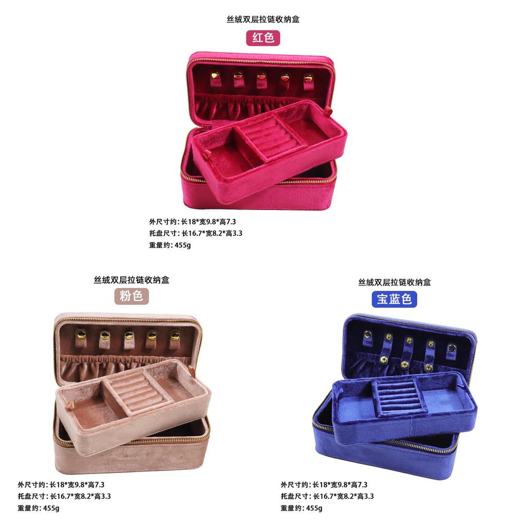 Luxury Double Layer Jewelry Organizer With Zipper For Travel And Home Storage