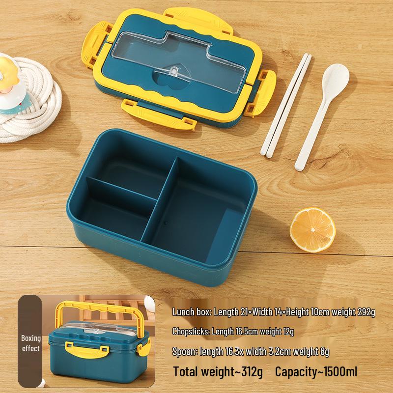 Lancheira Bento Isolada de Palha de Trigo 1500ML - Recipiente Quadrado para Micro-ondas