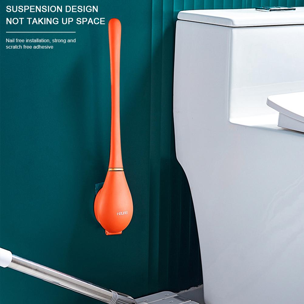 Spazzolone da WC Lungo per Casa con Supporto Scaffale Portaoggetti Senza Foratura per Pulizia WC