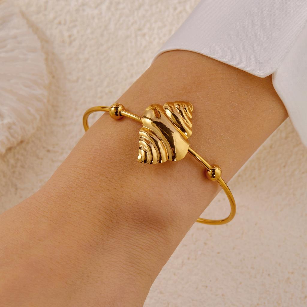 Vacation Style Stainless Steel Cuff Bangle for Women Gold Color Adjustable Conch Octopus Turtle Bracelet Beach Party Jewelry