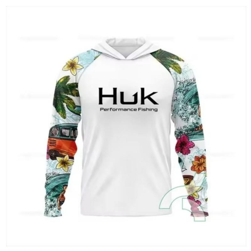Mens Quick-Dry UV Protection Hooded Fishing Long Sleeve Shirt Summer Breathable Outdoor Sportswear Angling