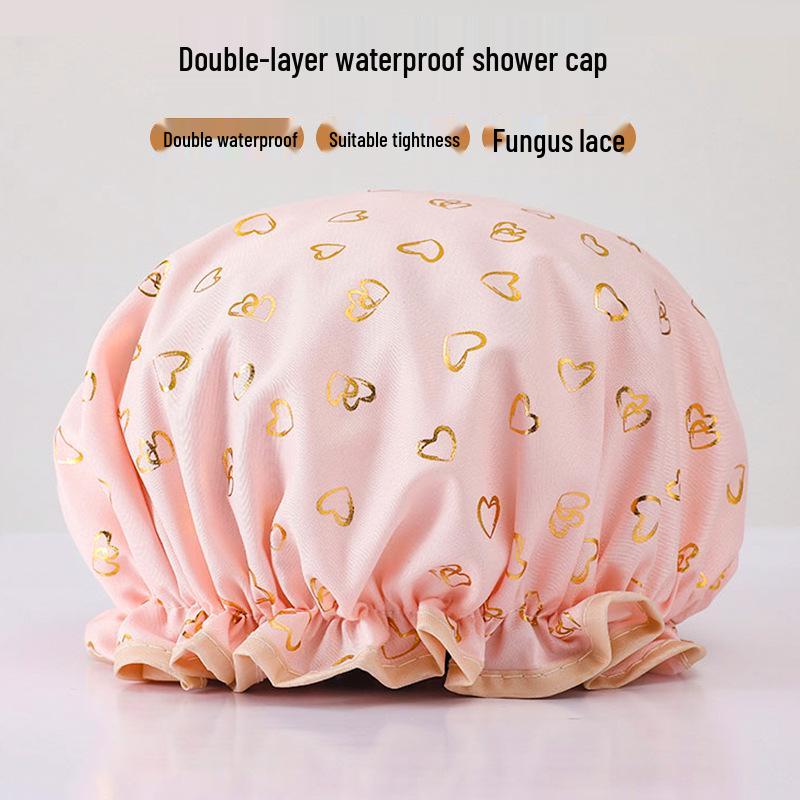 Double-Layer Waterproof Shower Cap for Long Hair - Multi-functional Anti-Oil Fume Hat