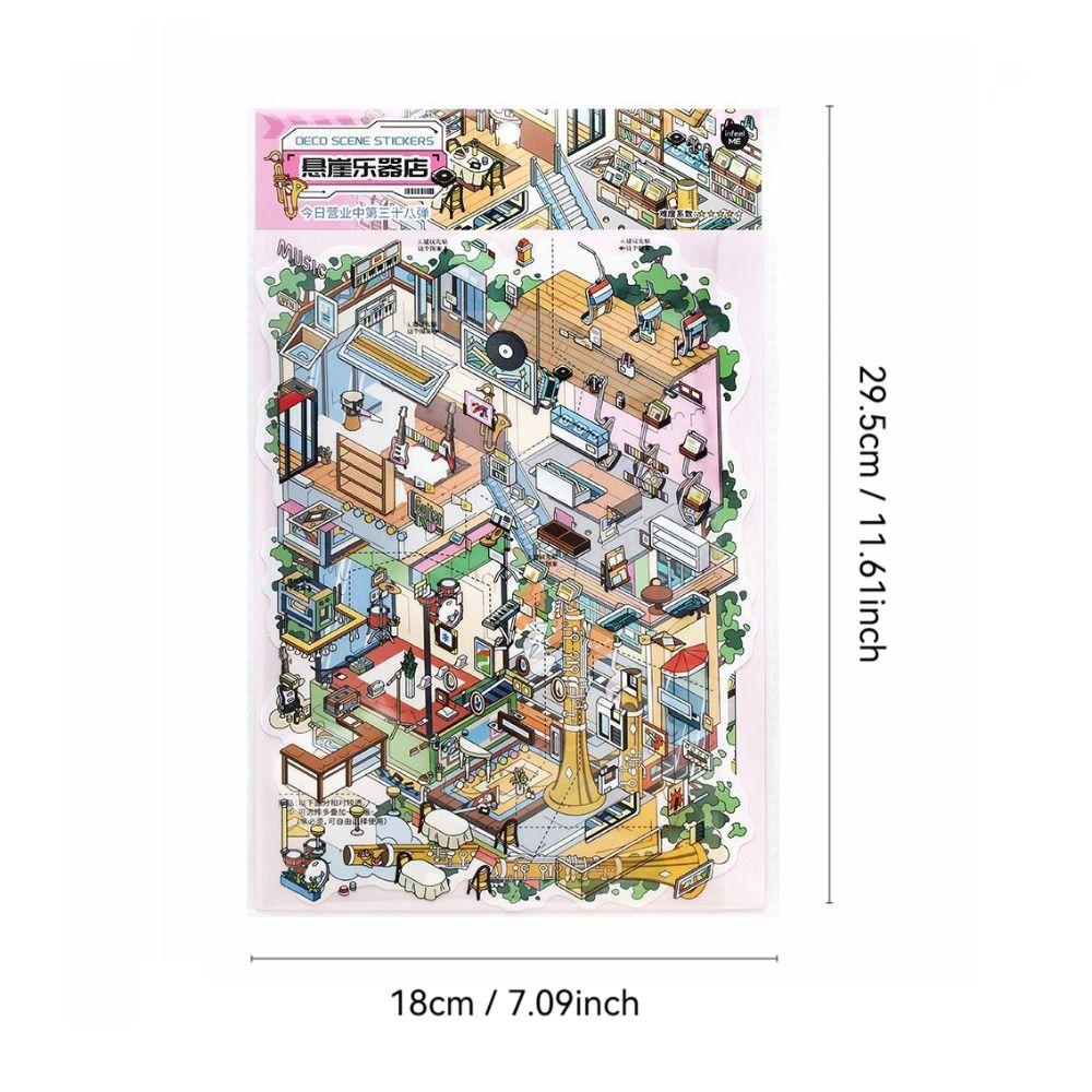 Open Today Series Miniature Landscape Sticker DIY PET Cabin Scene Sticker Stress Relief Cartoon 3D Landscape Sticker Gift