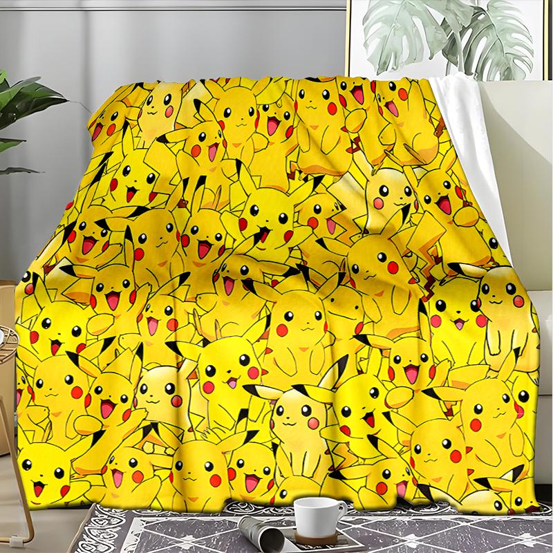 Pikachu Party Print Flannel Blanket, Soft Warm Lightweight Throw Blanket for living Room,Sofa Bed Camping office