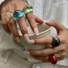 Ingemark 5 Colors Kpop Boho Resin Acrylic Geometric Finger Rings for Women New Fashion Simple Knuckle Ring Aesthetic Y2K Jewelry