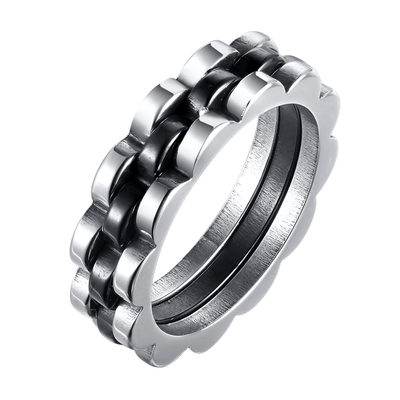 

Кольца в форме мужских часов Vnox для мужчин и женщин, 5,7 мм, двухцветный черный цвет, нержавеющая сталь, браслет на палец, подарок 10