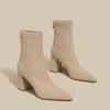 Autumn Pointed Toe Thick Heel Women Stretch Ankle Boots Fashion Elastic Slimming Female Short Booties