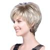 Kurzhaarperücken mit Pony, dunkelbraun, gemischt, blond, Pixie-Schnitt-Perücke für Damen, gerade Kunstfaser-Perücken