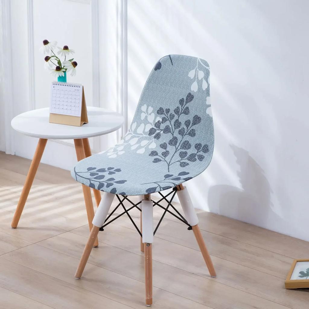 Printed Stretch Shell Chair Cover Spandex Armless Back Chair Covers Washable Slipcover Furniture Protector for Home Office Hotel