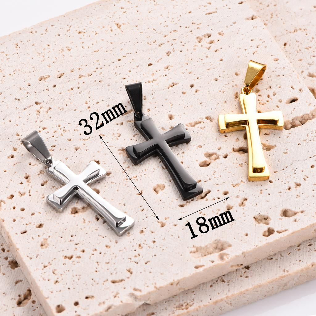 Vintage Stainless Steel Cross Pendant Necklace Punk Fashion Biker Men's Chain Necklace Jewelry Gift