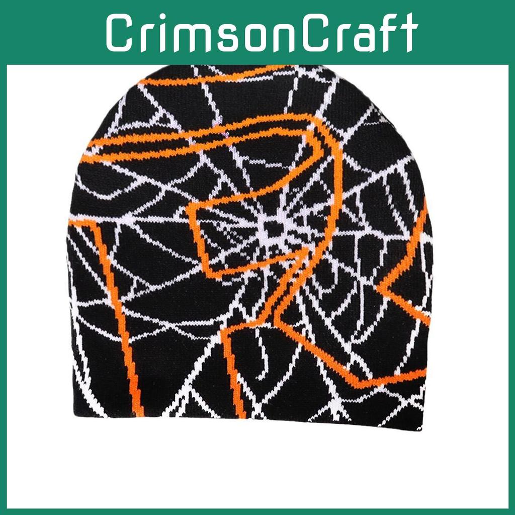 Street Style Gothic Beanie Featuring Spider Web Pattern For Fall And Winter