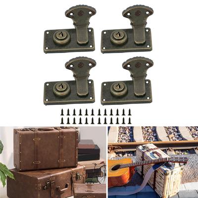 Packung mit 4 Antik-Stil Bronze Schnappverschluss Zubehör für Schmuckkästen Schränke und Projektbedarf Mit Schlüssel und Schrauben