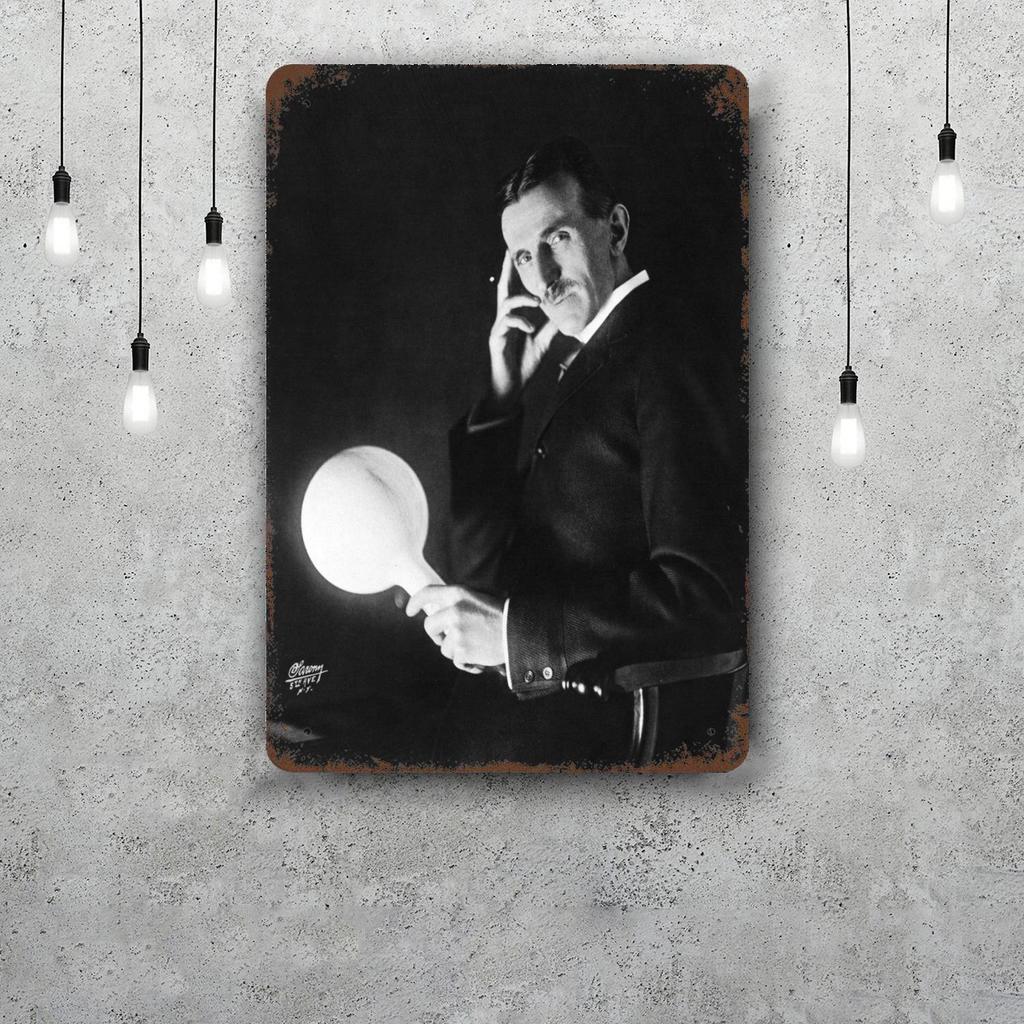 Nikola Tesla Vintage Tin Sign Home Decor Wall Decor Art Wall Mural Room Decoration Decor Retro Metal Sign Plate Bar Posters