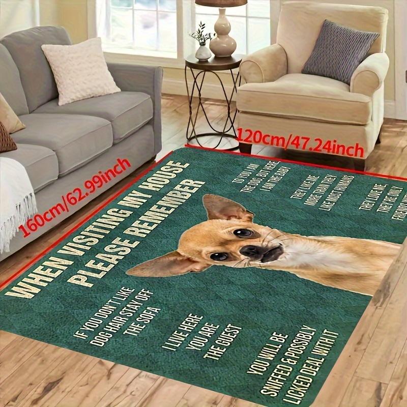1Pcs Puppy Dog Pattern Floor Mat Modern Kitchen Polyester Rug Non-Slip Colorful Indoor Carpet, For Home Bathroom Bedroom Living Room Decor