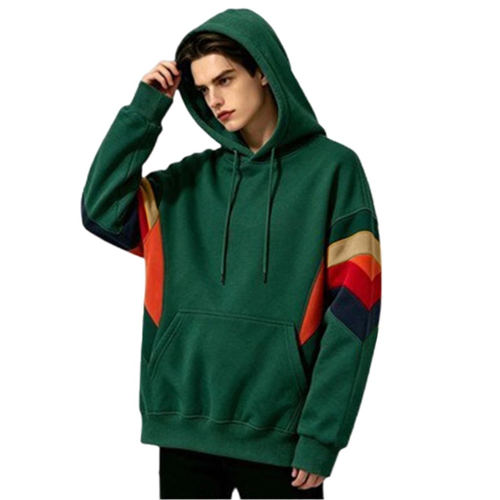 Herren Color-Block Hoodie mit tief angesetzter Schulter Lässiger Pullover Sweatshirt für den Alltag