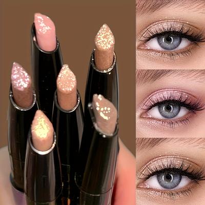 Monochrome Waterproof Glitter Eyeshadow Stick - Long-Lasting High Shine Easy To Form Makeup Sparkling Brightening Eyeshadow and Eyeliner