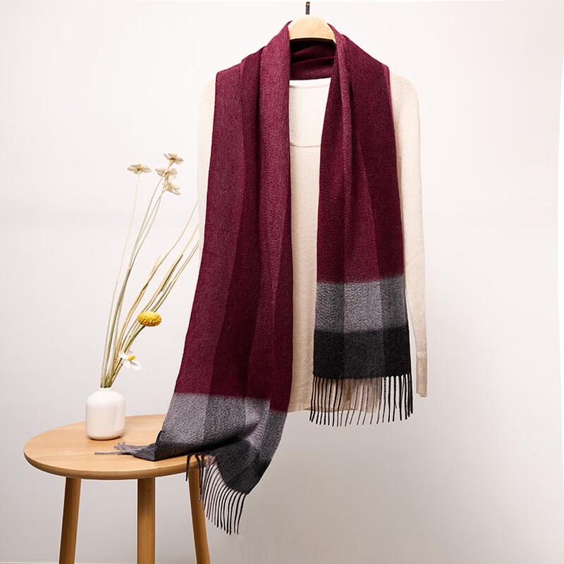 UOSU Unisex Inner Mongolia Cashmere Plaid Scarf Shawl