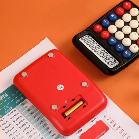 Cartoon Calculator with 12-Digit LCD Screen & Color-Coded Mechanical Keys Cute Desktop Calculator Portable Calculator for Office School Home
