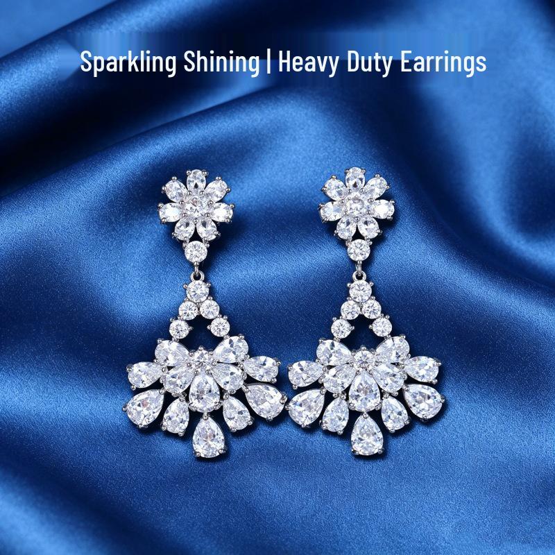 Elegant Zircon Long Dangle Earrings - S925 Silver Needles, High-End Fashion for Women