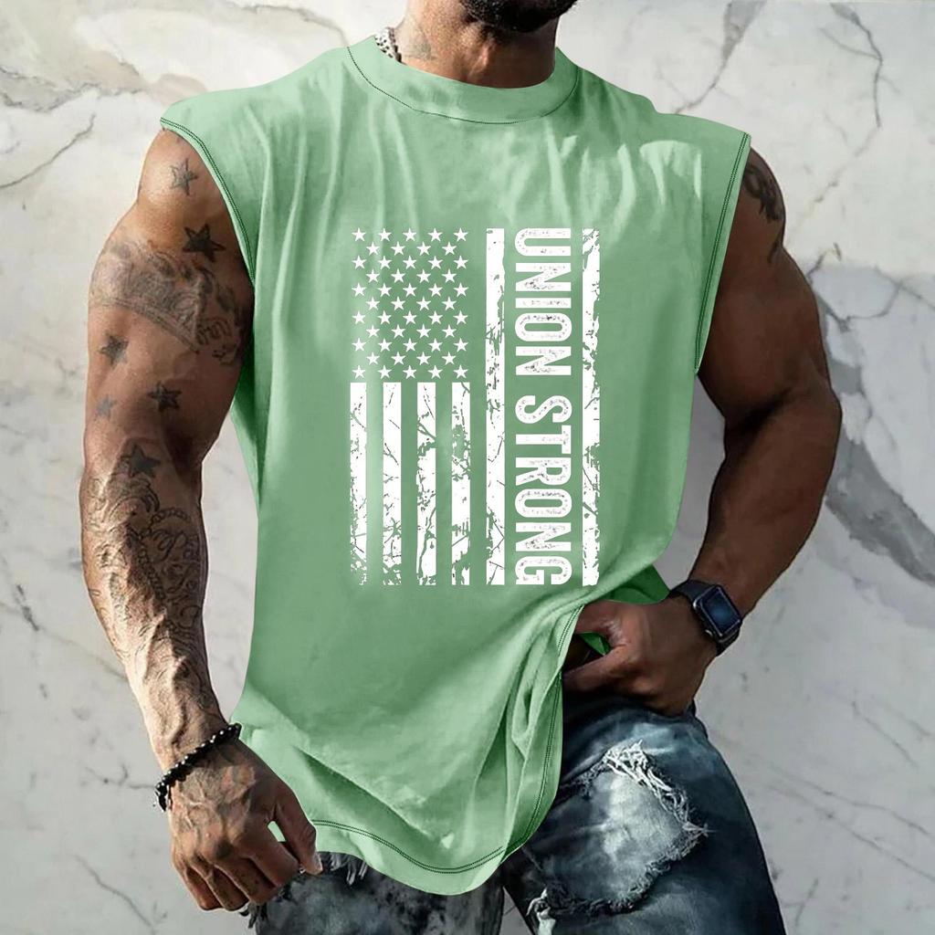 Men Sleeveless Tank Top Loose Fit Casual Workout Muscle Shirt Printed Graphic Design Lightweight Summer Athletic Vest