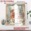 2pcs, 2D FLAT PRINTING Curtains (Without Rod) Santa and Reindeer Modern Fashionable Curtainments Versatile Durable Polyester