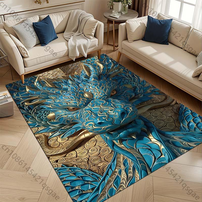 3D HD Printing Mysterious Oriental Dragon Theme Carpet Living Room Bedroom Sofa Office Large Area Mat Home Decor Rug Magic Gift