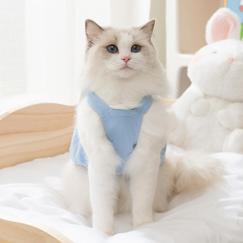Cute Cat Vest Spring and Summer Animal Shape Two-legged Sling Into Cat Kitten Thin Breathable Pet Cat Clothes